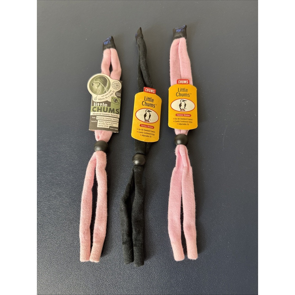 Chums LIttle Chums Eyeglasses Retainer Cord‎ 3 Pack Pink Black New 0849